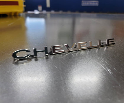 64 Chevelle front fender emblem - billet aluminum Chevelle emblem